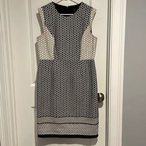 JCrew like new black/ivory patterned dress